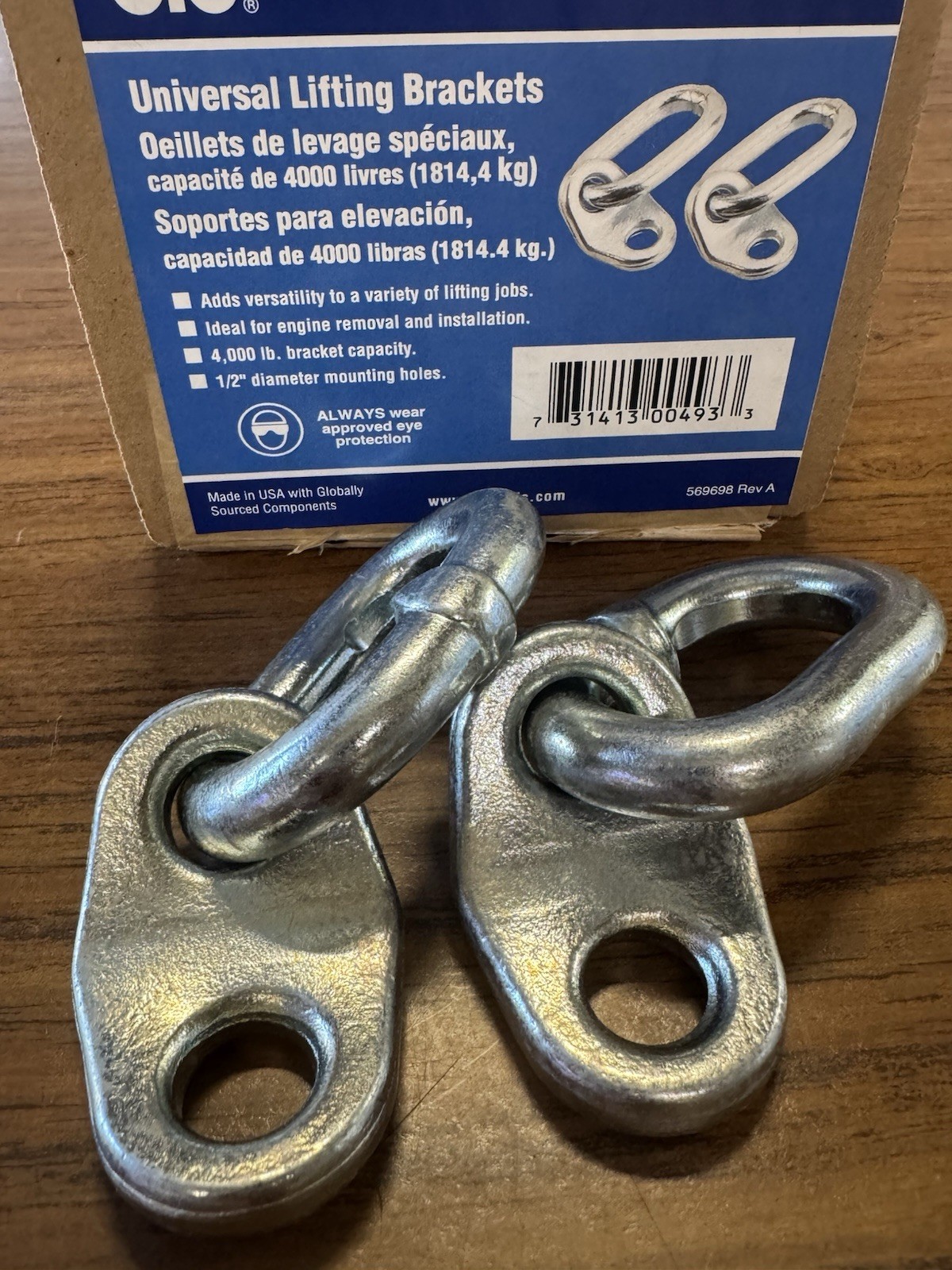 OTC 2pc 4,000lb Universal Chain Lifting Brackets w/ 1/2" Holes  OTC 7100