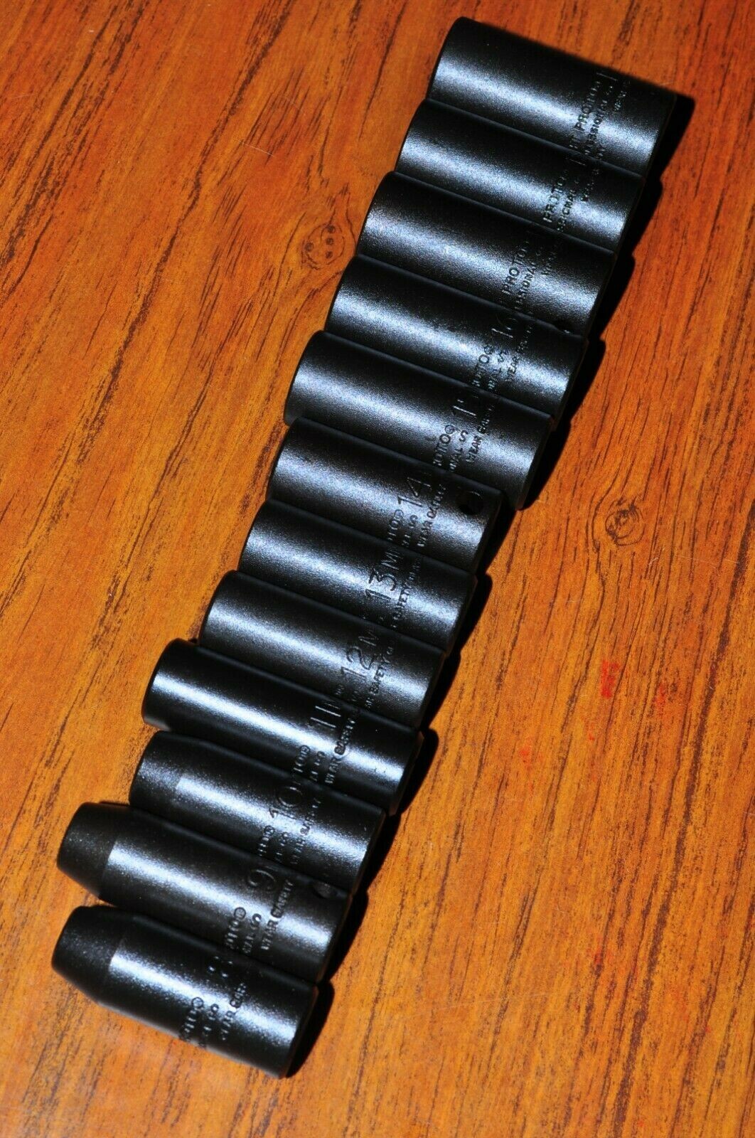 Proto J72217 3/8" DRIVE 12 PIECE METRIC THIN WALL DEEP IMPACT SOCKET SET - 6 POI