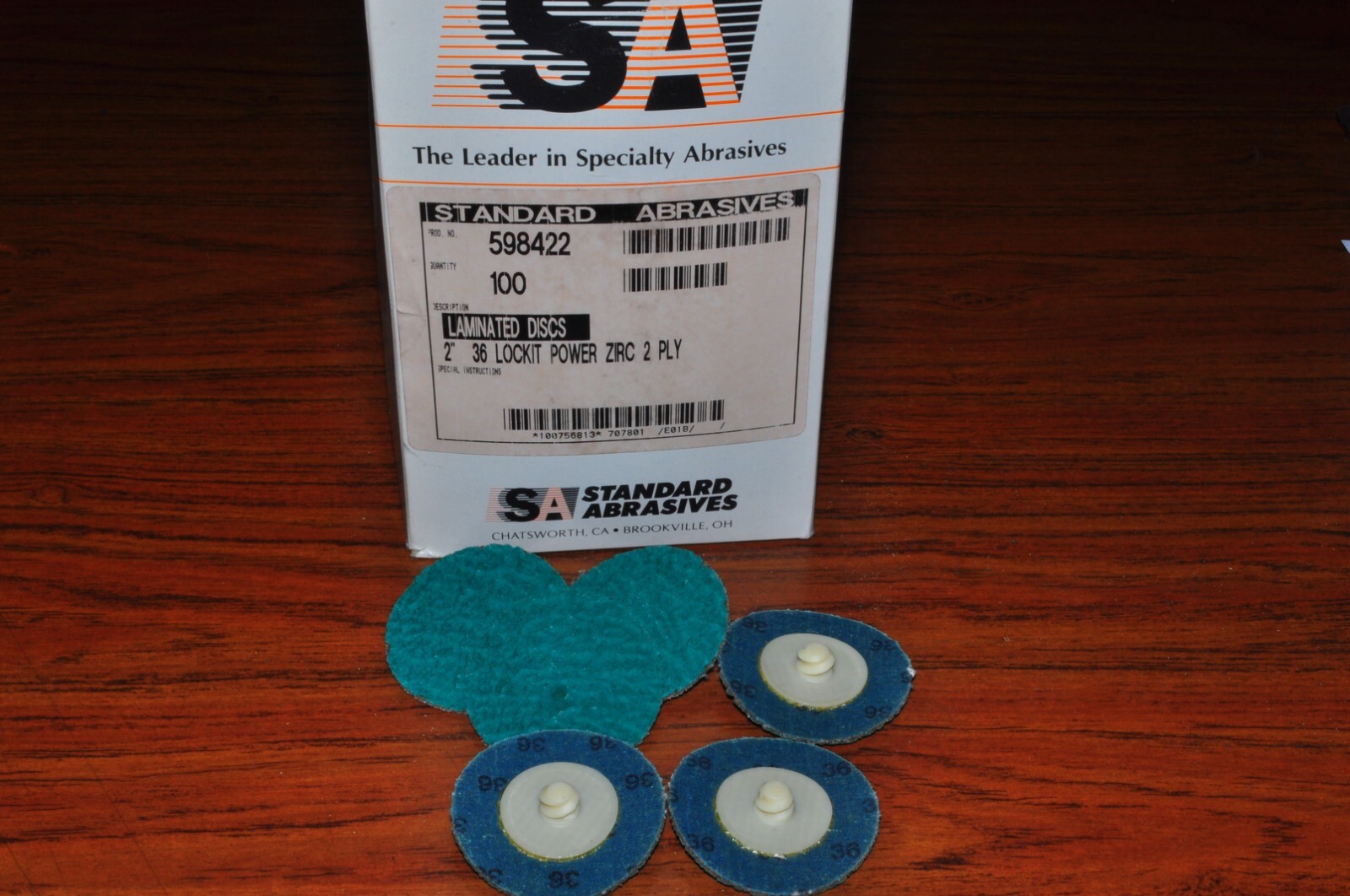 STANDARD ABRASIVES 598422 QUICK CHANGE TR ZIRCONIA PRO 2 PLY DISC 2" 36 GRIT
