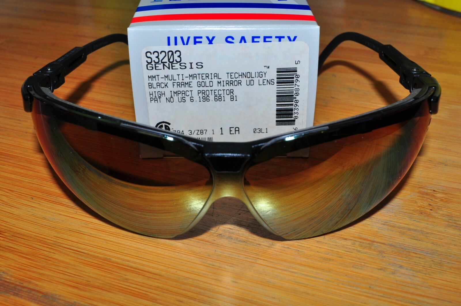 UVEX S3203 Goggles Eye Glass Genesis Eyewear Black Frm GldMirror UD HIIMPACTLen