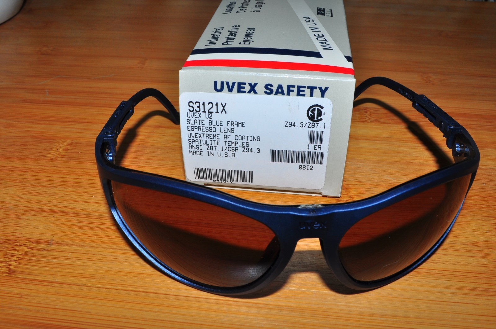 Uvex Eyewear Safety Glasses S3121X U2 Slate Blue Frame Expresso Lens USA