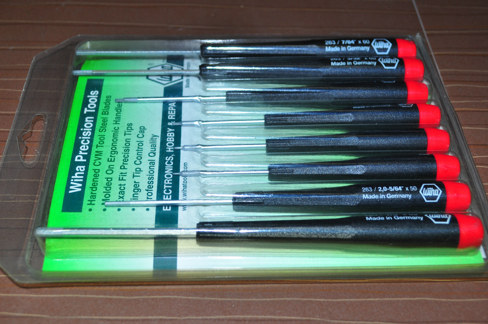 Wiha Screwdriver Set Precision Hex Inch 8 Piece 0.028" to 1/8"  Made in Germany