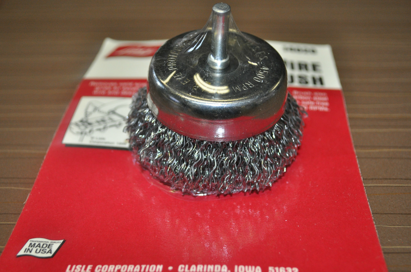 Wire Cup Brush 2-1/2" with  1/4" Shank  .014 carbon steel wire Lisle 14020 USA