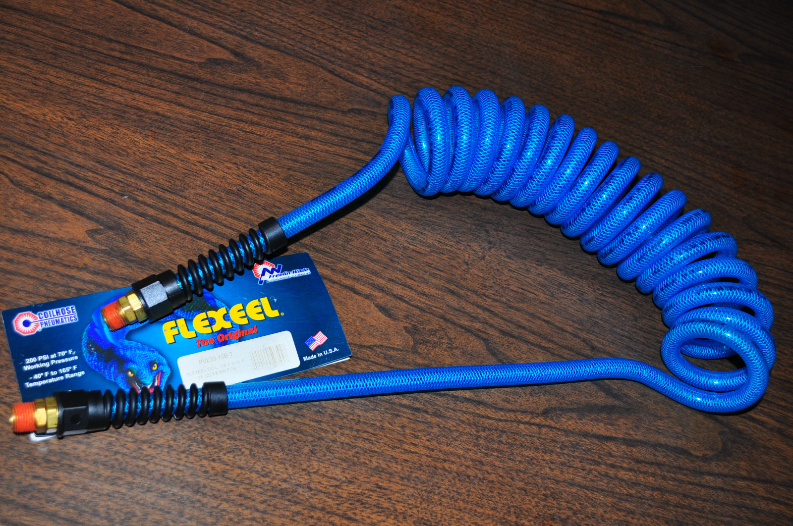 Coilhose PUE38-15B-T Flex Coil hose 15Ft w/ Reusable Swive reusable 3/8" NPT End