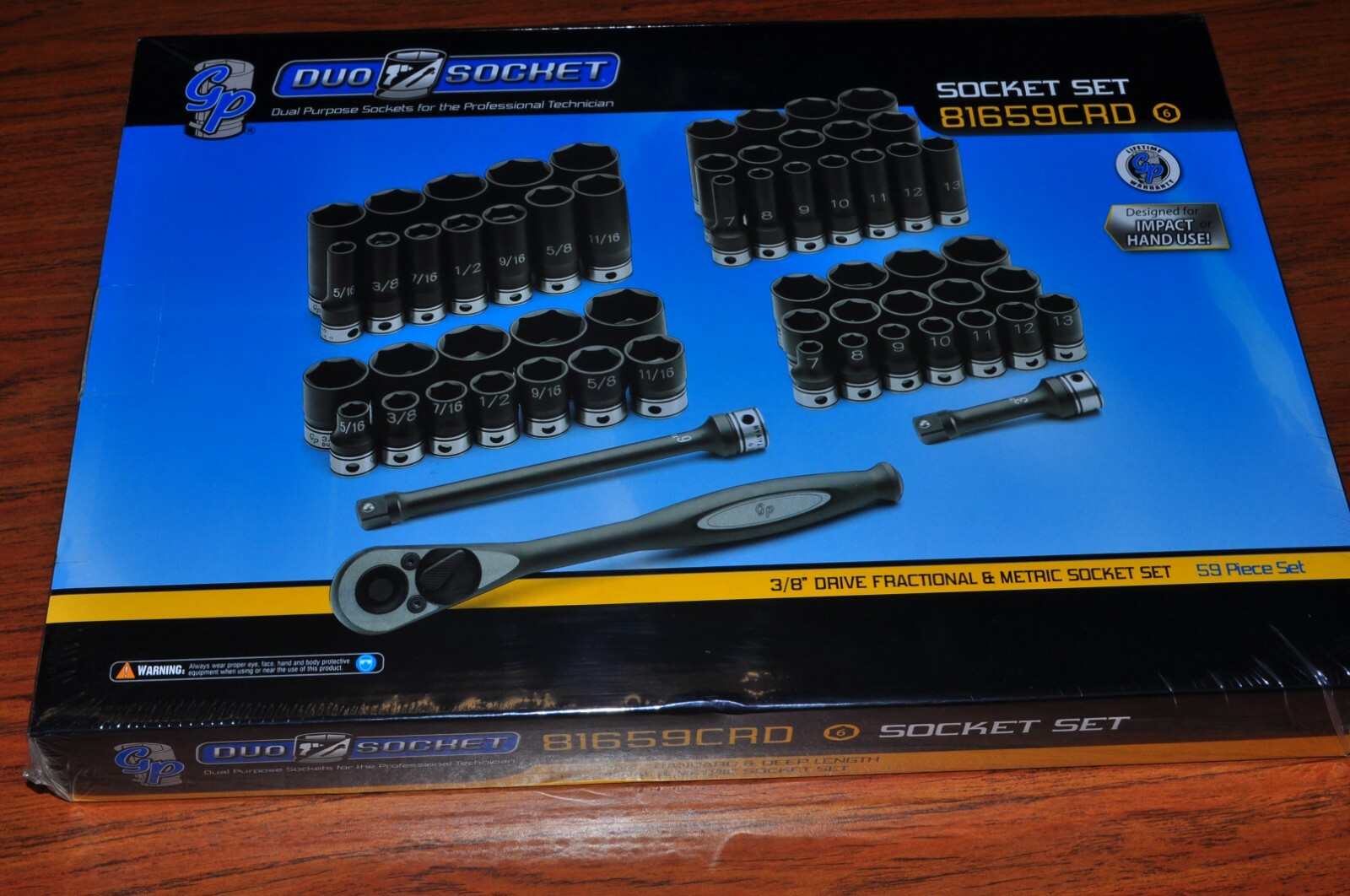 Fraction SAE & Metric.Deep&Shallow 59 Pcs Duo-Socket Set 3/8 Drive Grey 81659CRD - Image 3