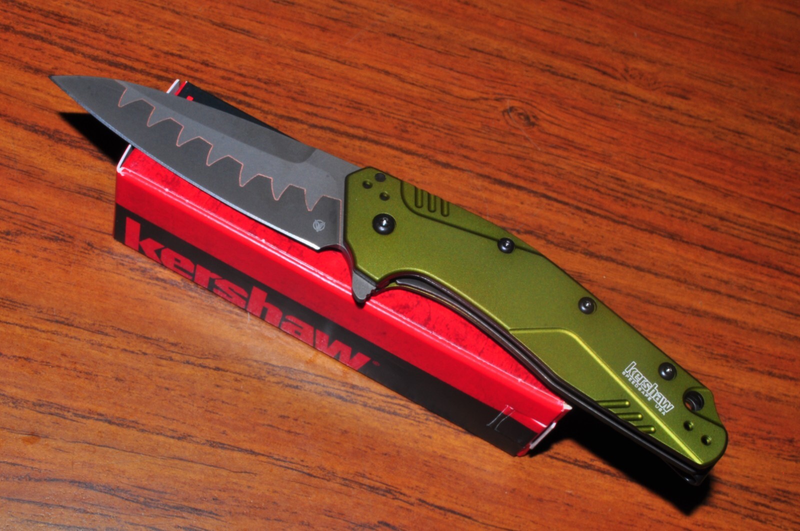 KERSHAW 1812 DIVIDEND KNIFE - OLIVE, COMPOSITE BOHLER N90 BLADE MADE IN USA
