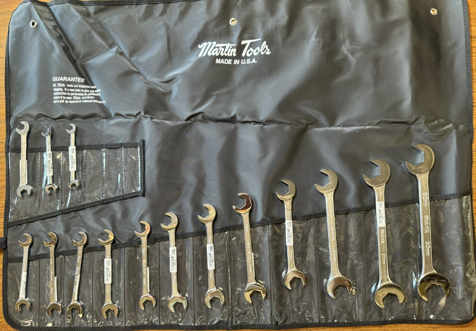 Martin OB15KM Hydraulic Wrench Set, 15 Pieces ranging from 10mm to 30mm in Roll