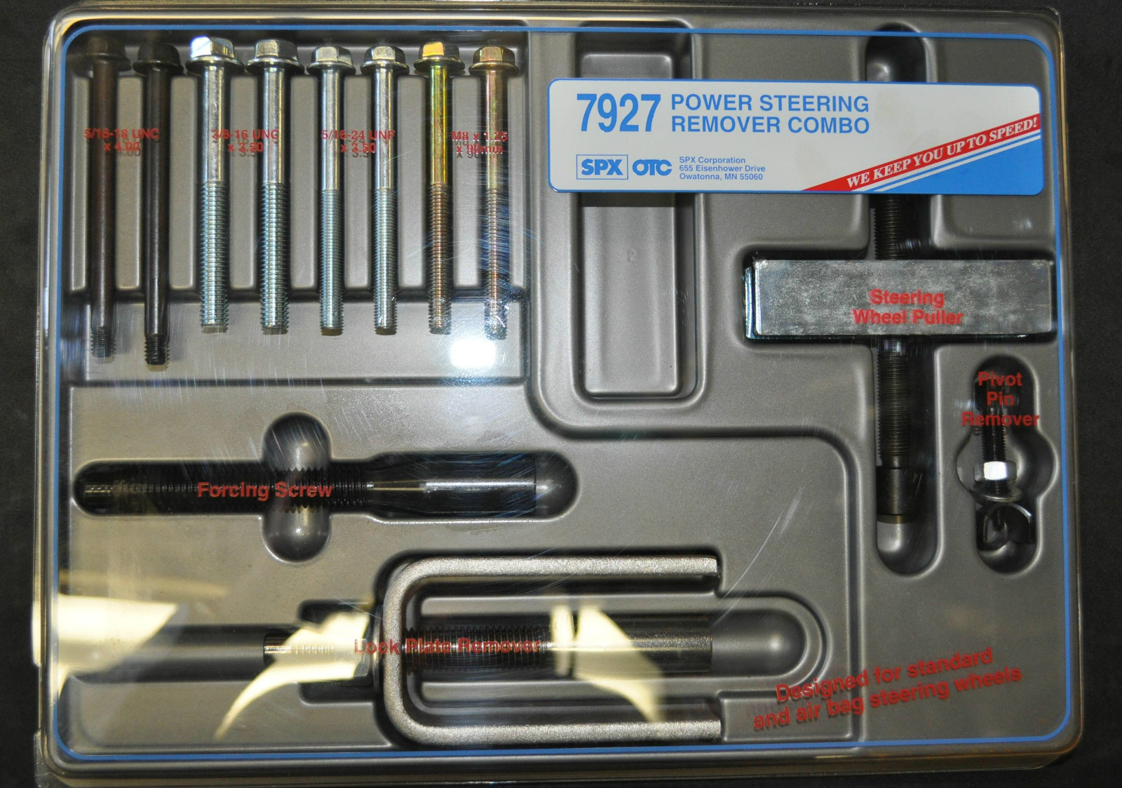 OTC 7927 Steering Wheel Remover/Lock Plate Set w Kent-Moore J-21854-A Pivot Pin