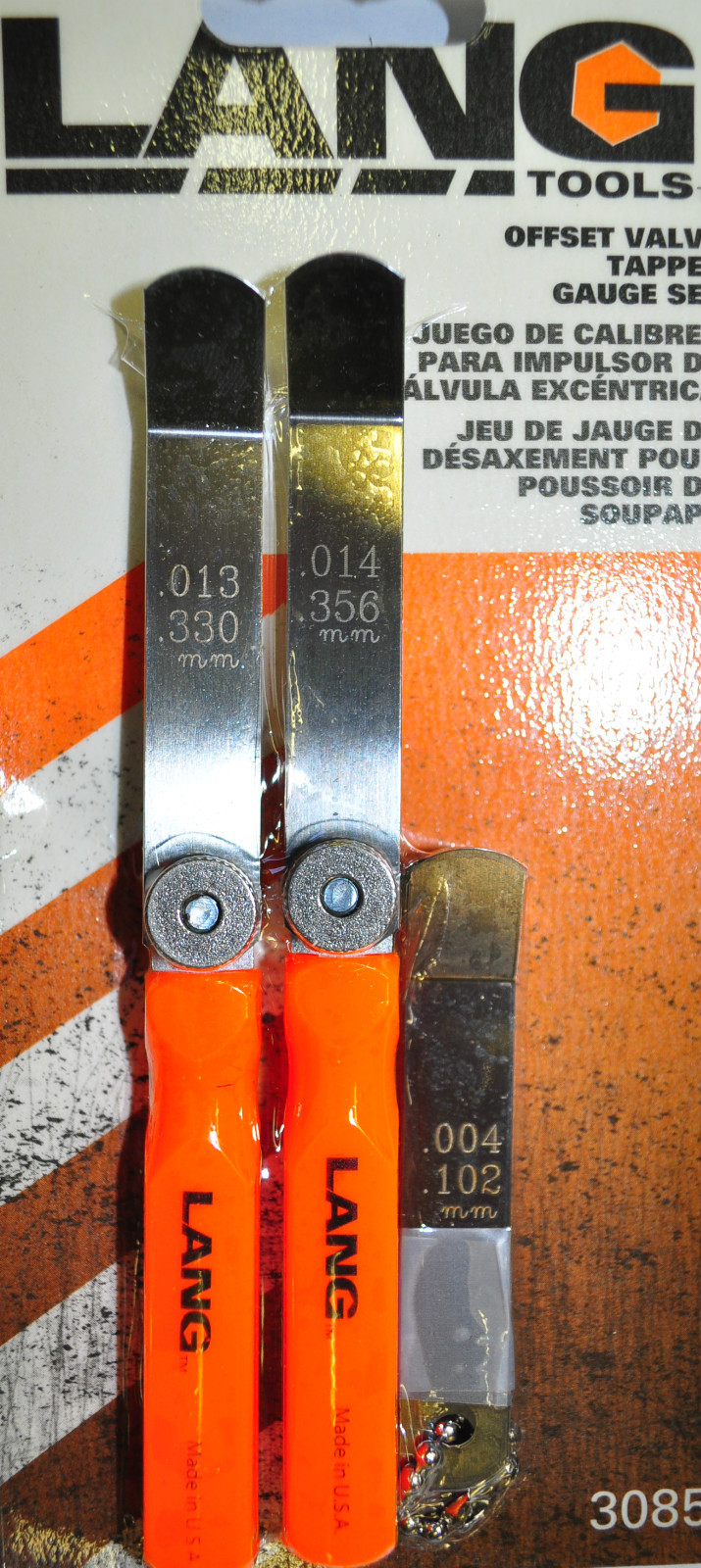 Offset Valve Tappet Gauge Set 11 pcs - 3" x 1/2" blades -Made in USA LAN3085