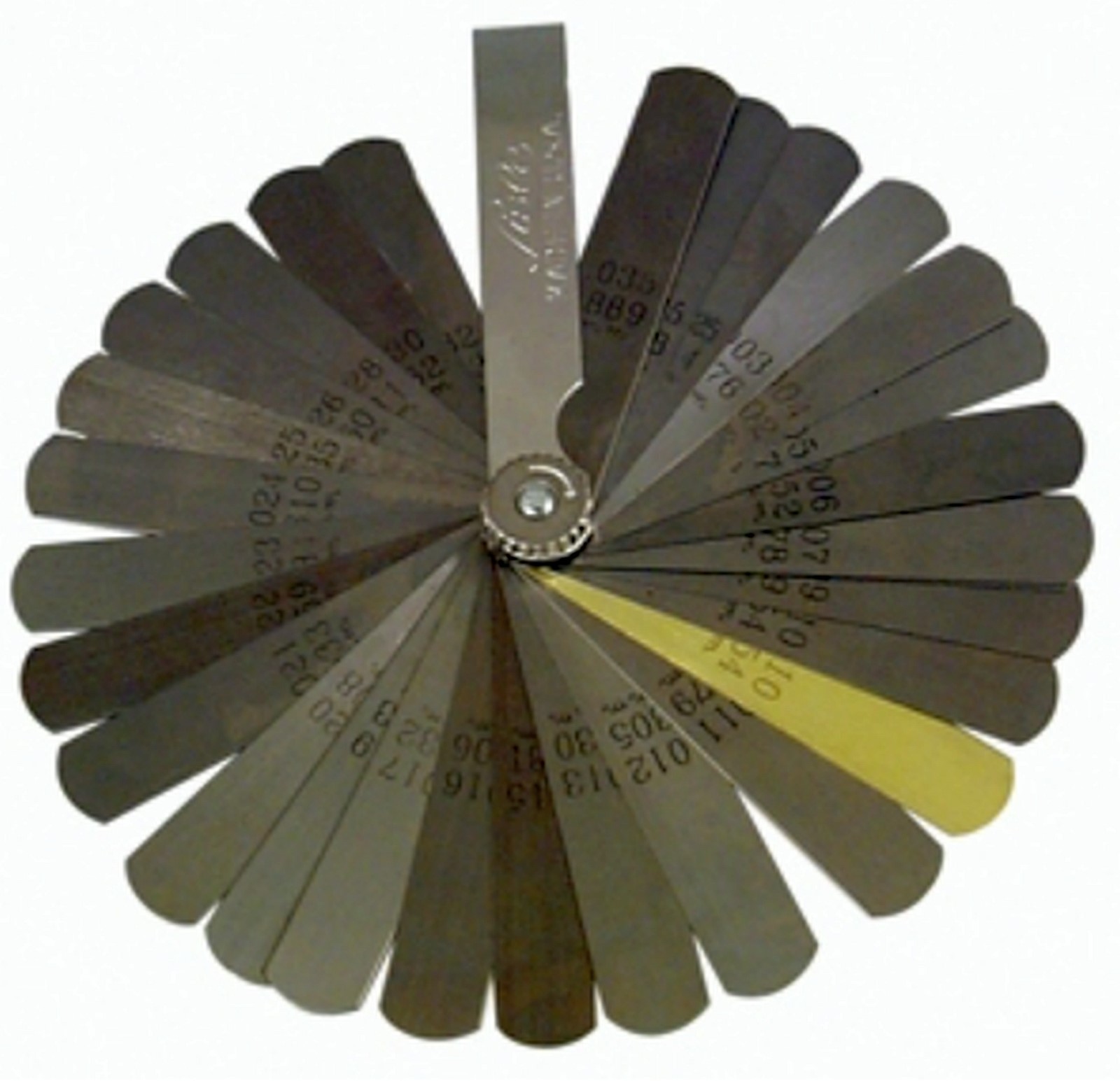 Precision Feeler Gauge 31 Blades. 1 Brass Blade.010".from .0015" to .035" Lisle