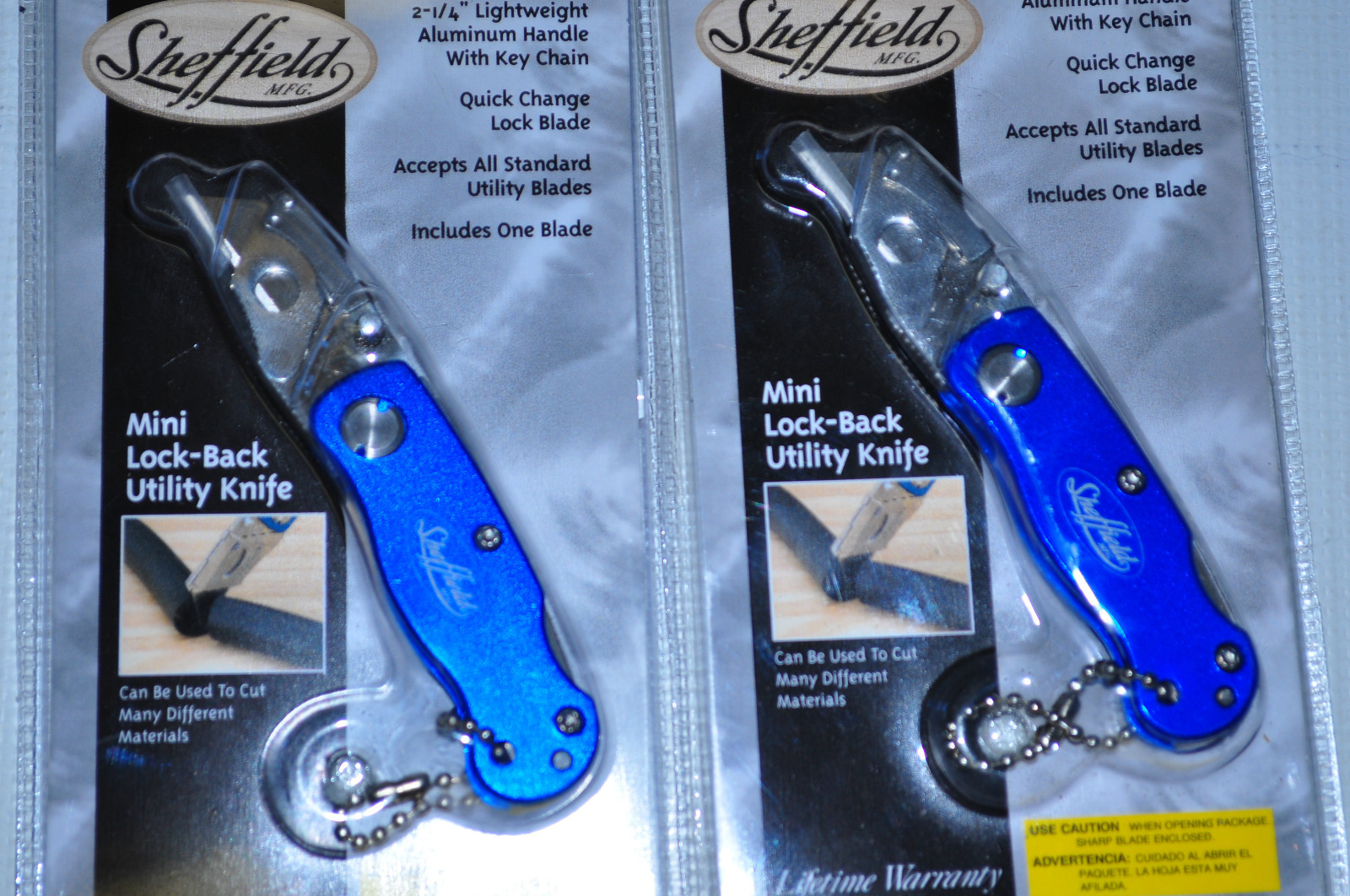 Quick Change Folding Lock Back Utility Sheffield Knife w/ Key Chain-#12116 2PCS