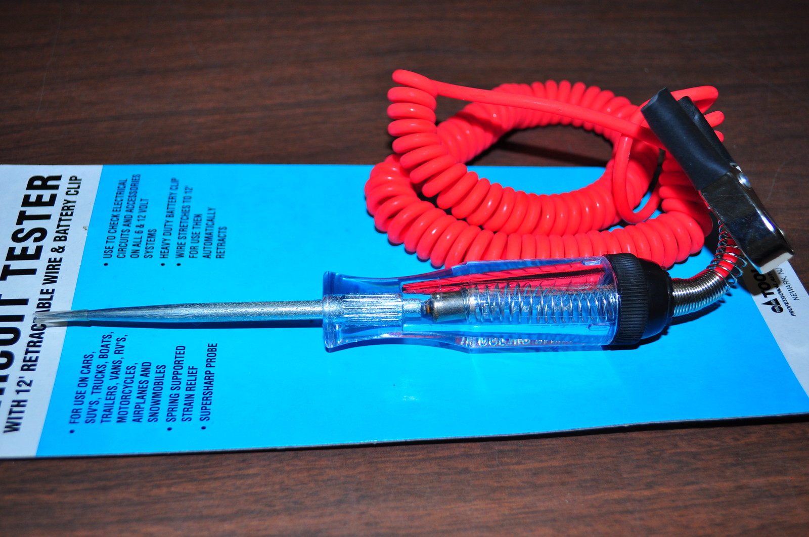 S & G Tool Aid 27300 Heavy Duty Circuit Tester test light clip retra 12' cord