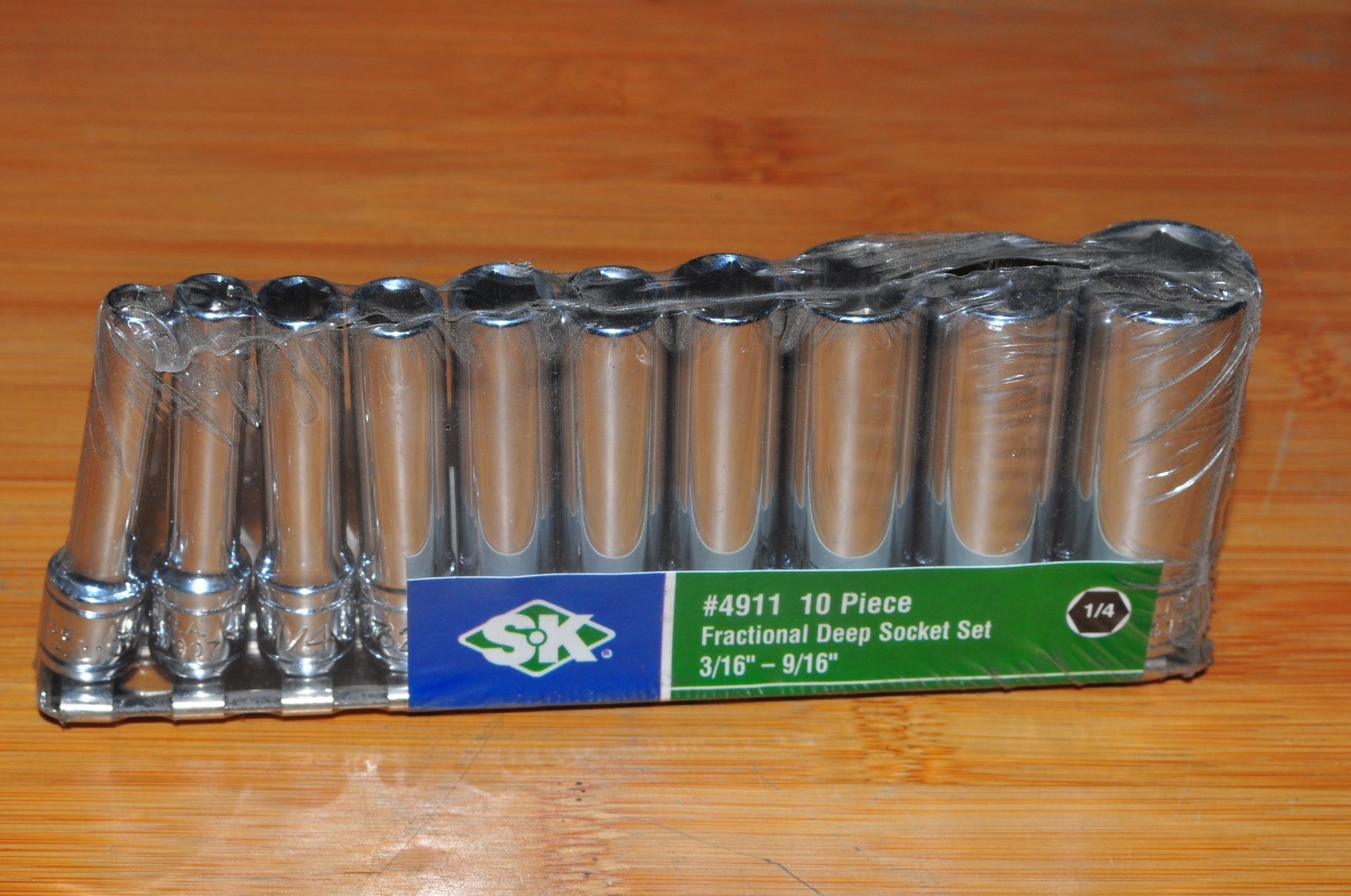 SK 4911 10 pc. 1/4” Dr. 6-Point Deep Fractional Socket 3/16" to 9/16"Made in USA