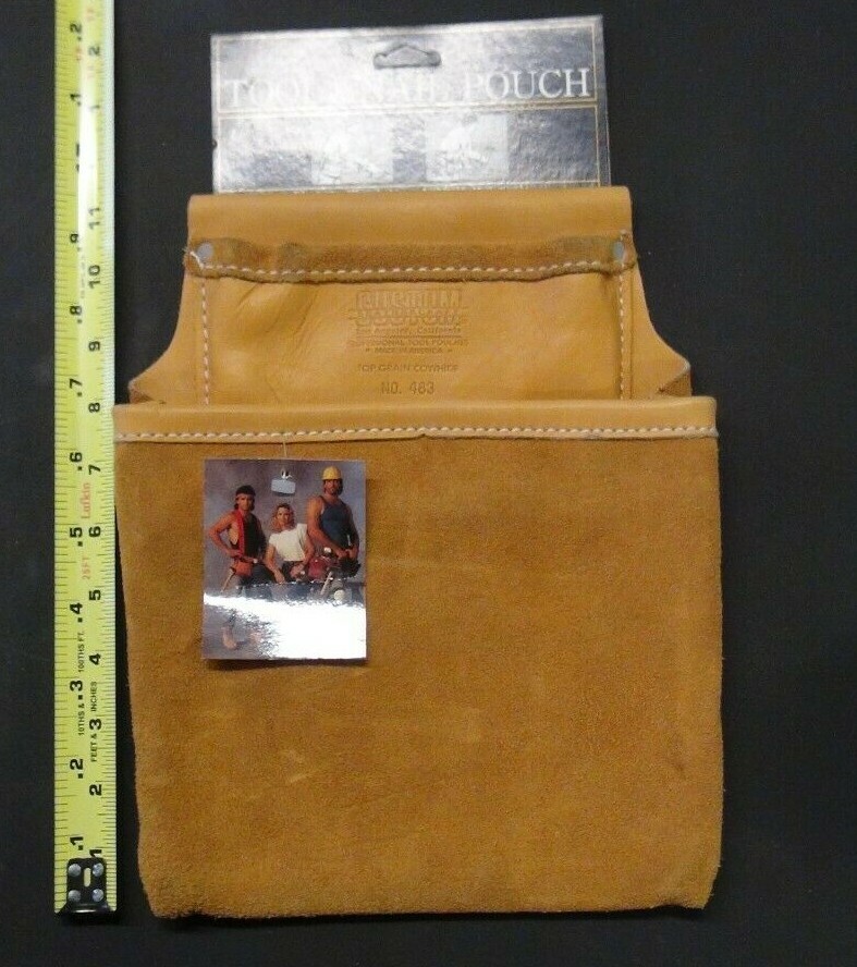 TOOL & NAIL TOP GRAIN COWHIDE LEATHER BAGS 2 POUCHES CUSTOM 483 MADE IN USA
