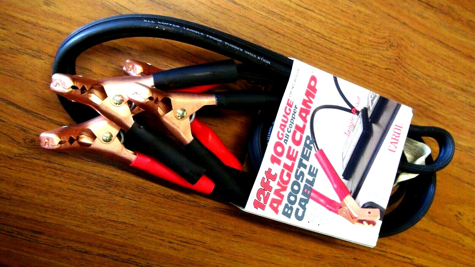 USA Made HeavyDuty Carol 12 Ft 10Ga All Copper Booster Jumper Cable Angle Clamp