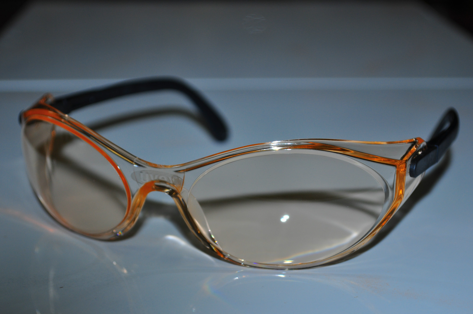 Uvex Safety Eyewear Glasses PC-Vision PC2112A Black Frame Peach Lens Made in USA - Image 3