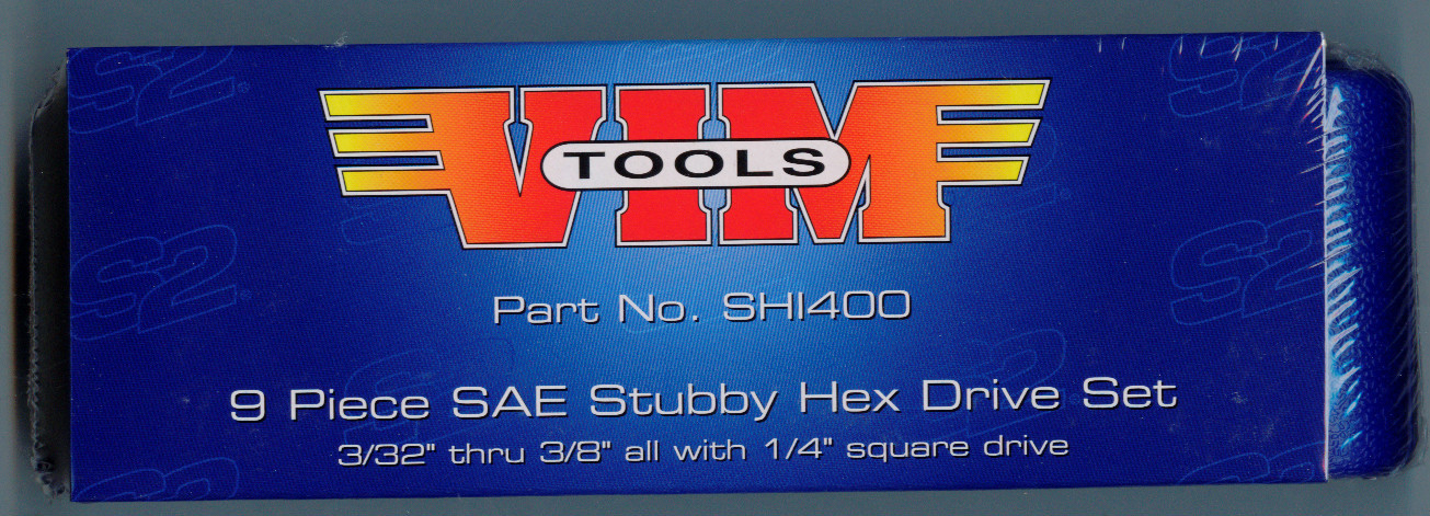 Vim SHI400 9-Piece 1/4 in. Dr SAE 3/32 in.to 3/8 in Stubby Hex Bit set