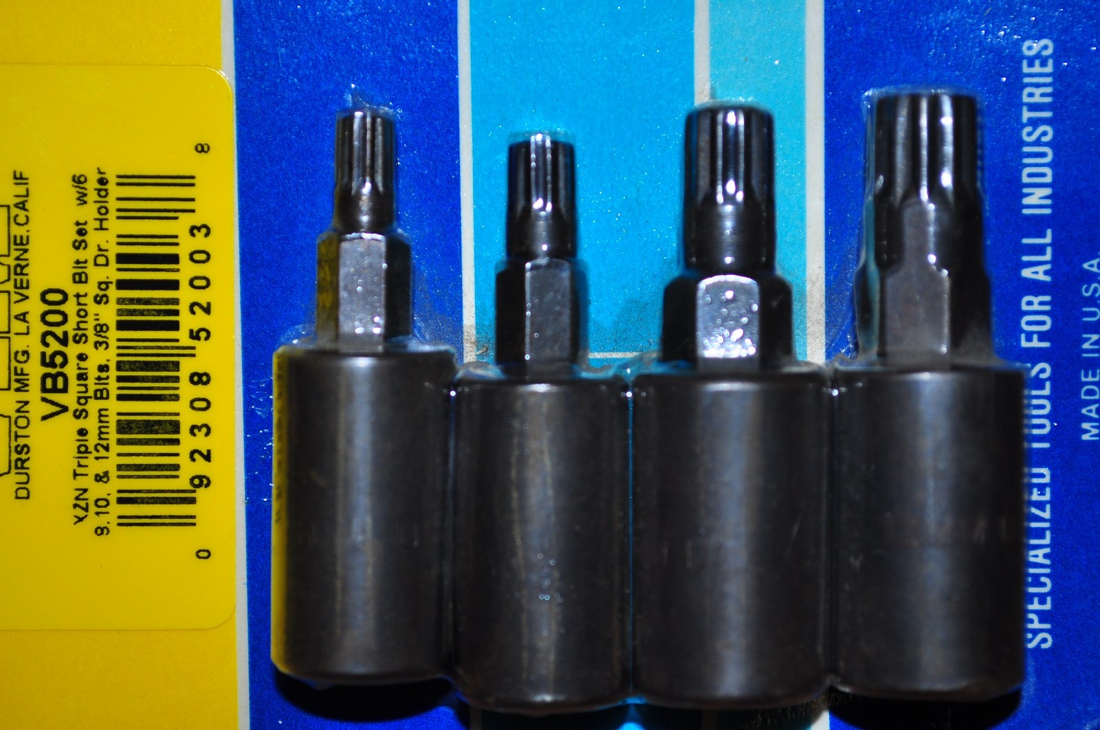 12 Pt XZN Triple Square Bit Set 4 Pc - 6, 8, 10, 12mm bits 3/8"DR USA VIM VB5200