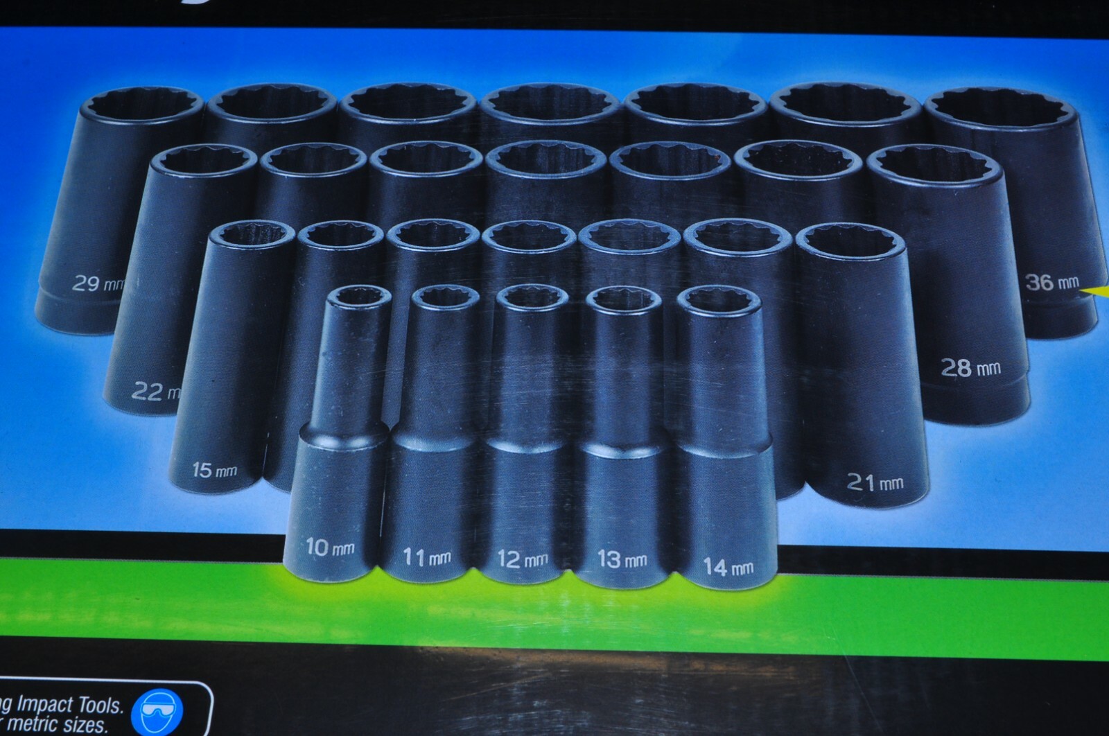 26 pc.1/2" Dr.12 Point Deep Air Impact Metric Socket Set 10-36MM Grey GP1726MD