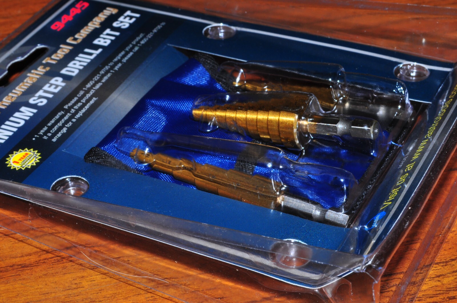 3 Piece Titanium Step Drill Bit Set as Unibit type.ASTRO 9445  1/4"Hex quick gp