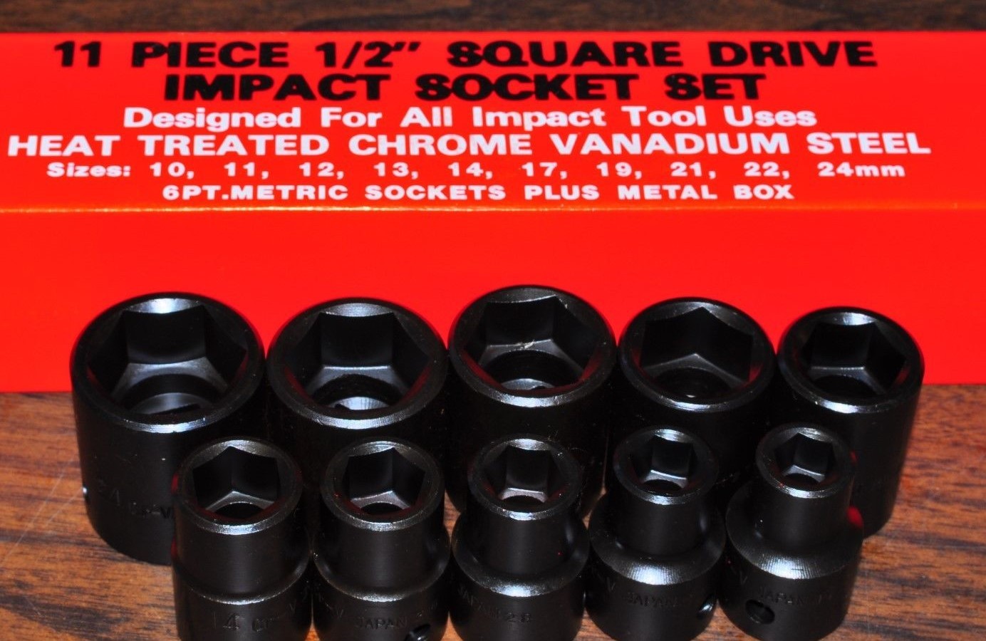 IMPACT SOCKET 11pc 1/2 INCH DR DRIVE METRIC IMPACT SOCKET 10 MM to 24 MM JAPAN!