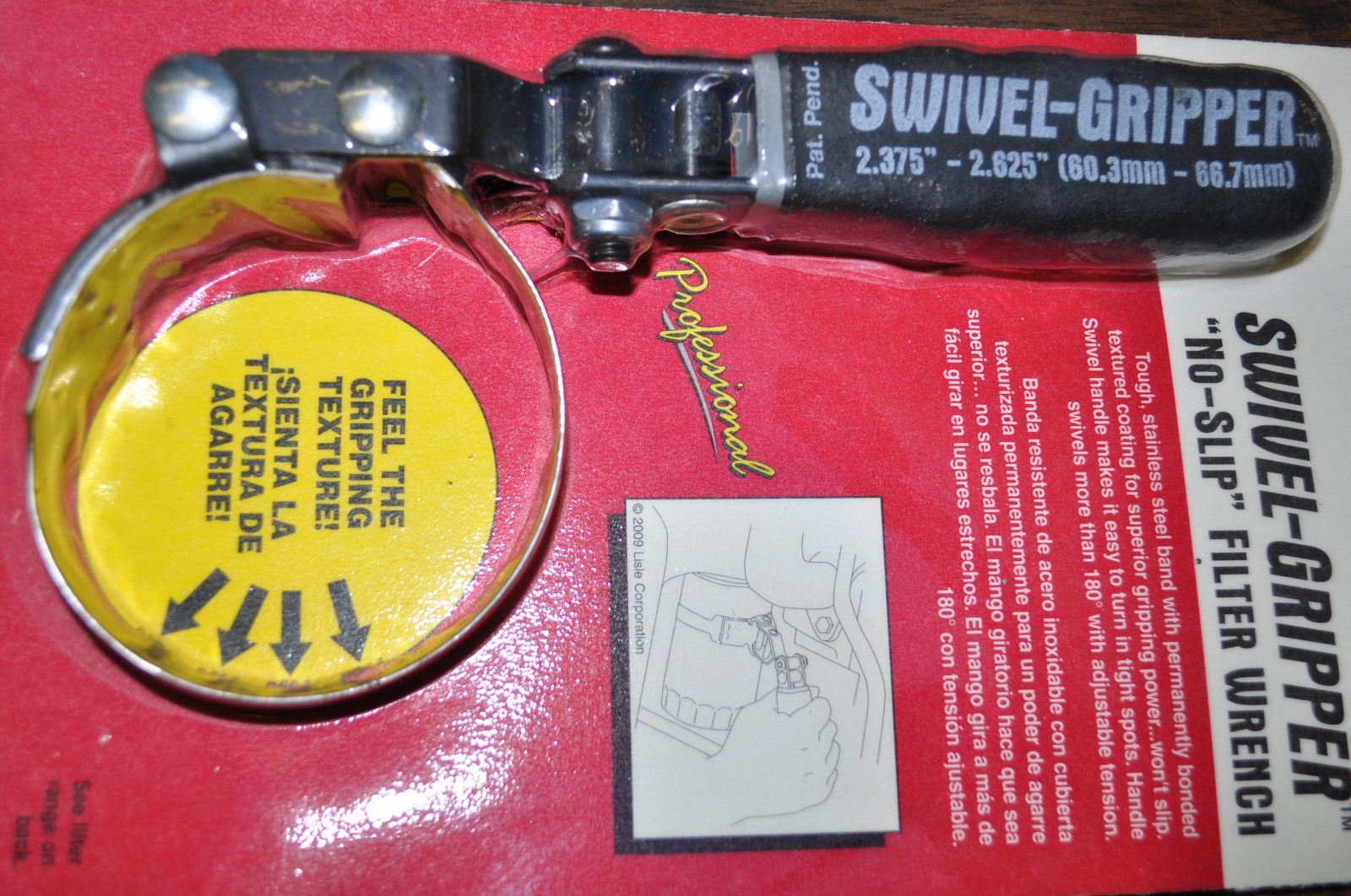 Lisle 57010 Swivel Gripper - No Slip Oil Filter Wrench - Import SM:2.375- 2.625"