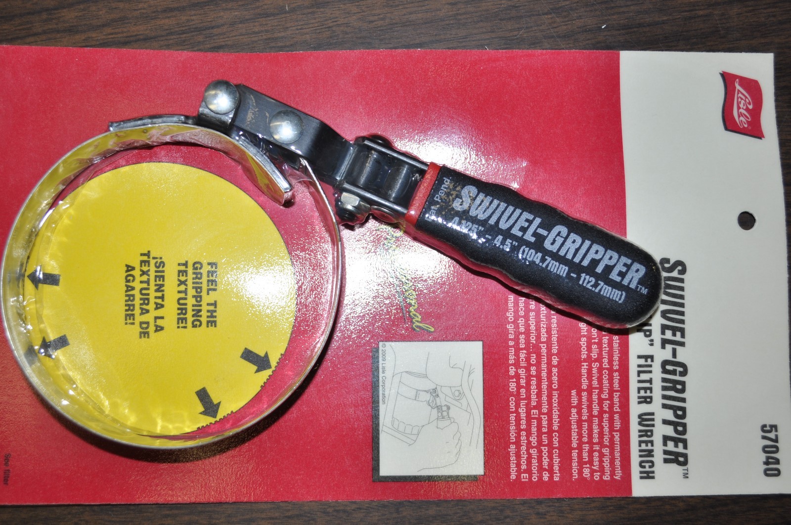 Lisle 57040 Swivel Gripper - No Slip Oil Filter Wrench Standard R 4.125- 4.5" US
