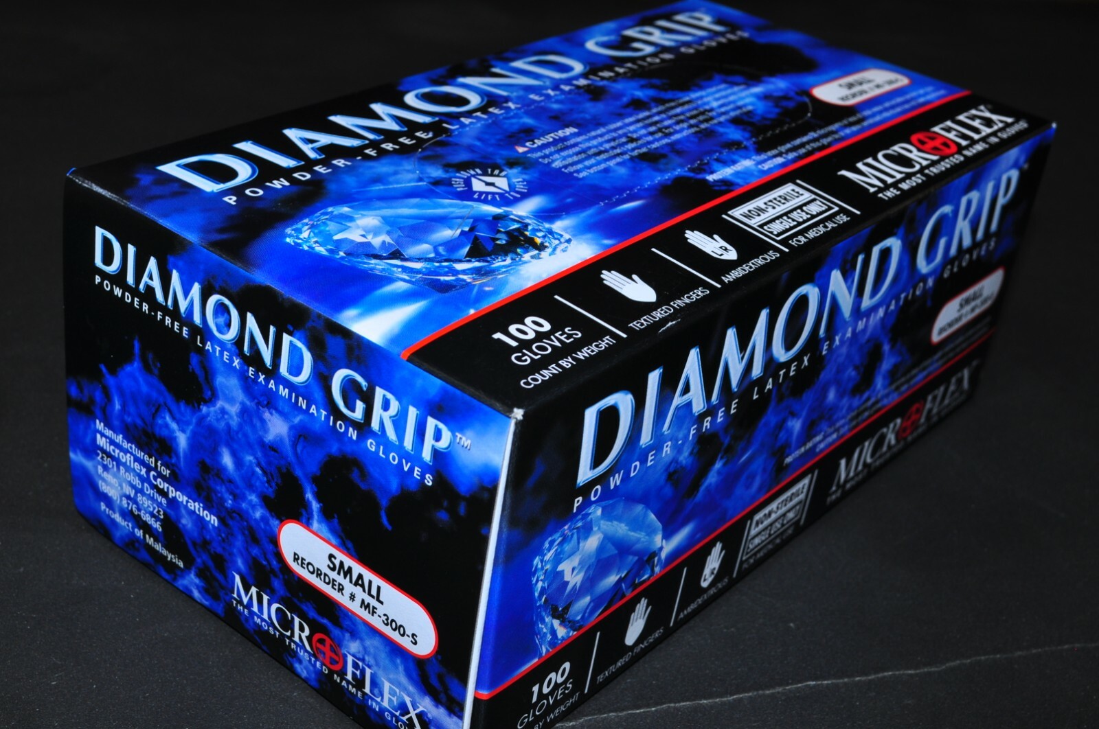 Microflex Diamond Grip MF-300 Latex Gloves Disposable Exam Grade 100 Pcs Small