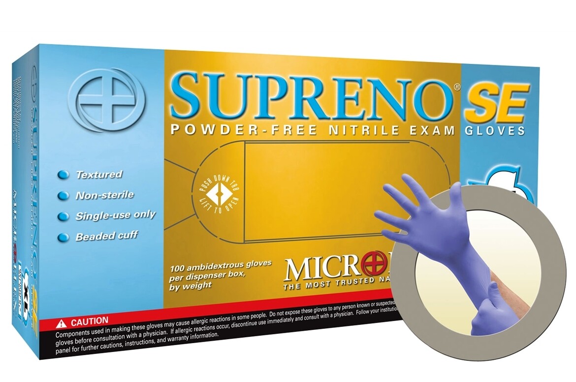 Microflex Supreno SE SU-690 Nitrile Exam Gloves , Non-Latex,100 pcs,Large