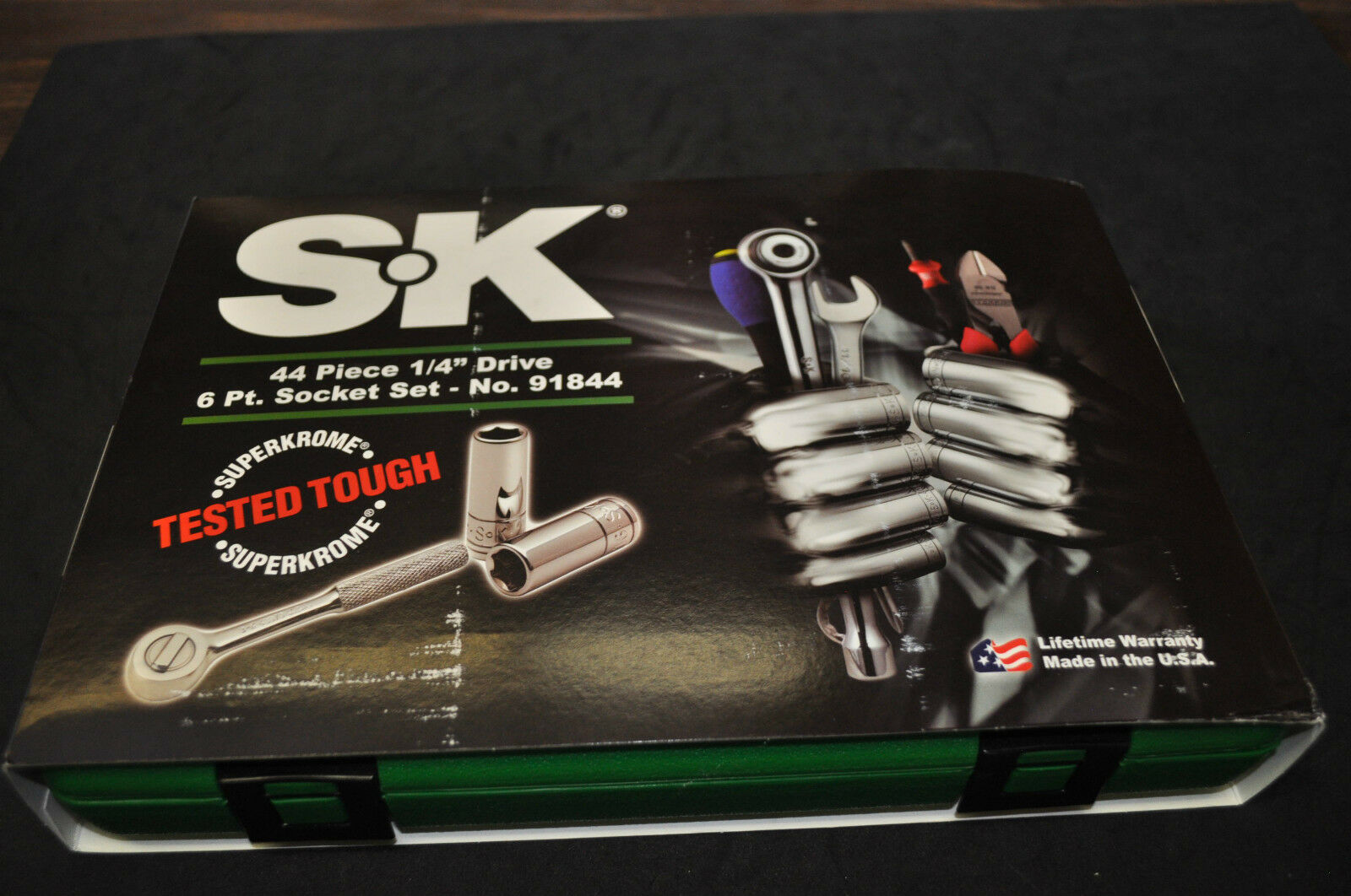 12pt Deep/Standard Metric/SAE Socket Set SK Hand Tools 91844-12 41pc 1/4" Dr 