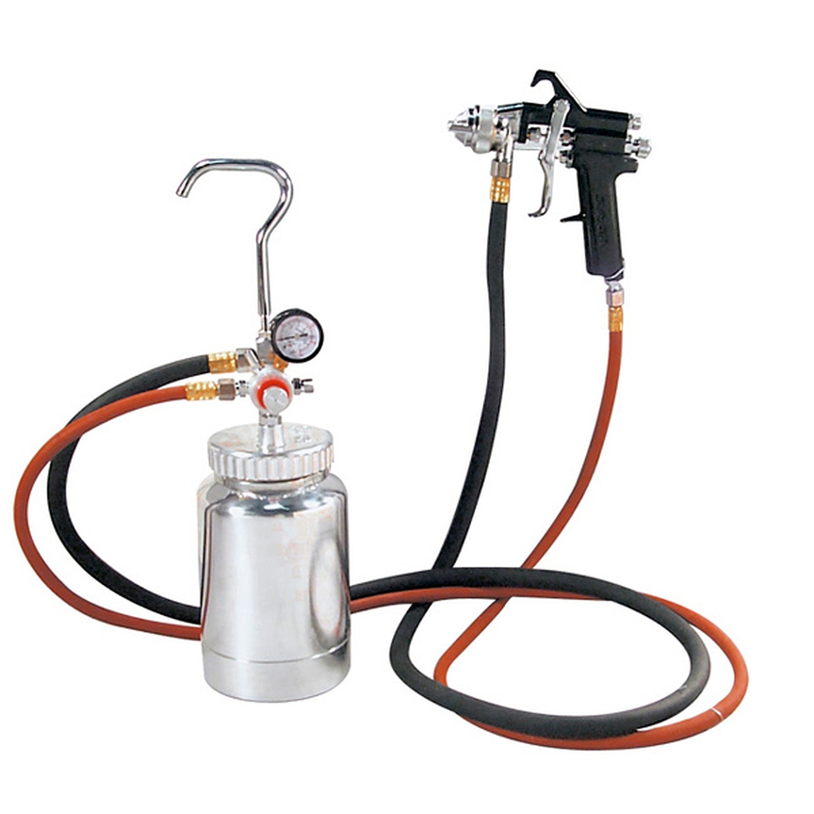 SPRAY GUN 2 QUART PRESSURE POT SPRAY GUN WITH HOSE & GAGE Astro Pneumatic #2PG7S