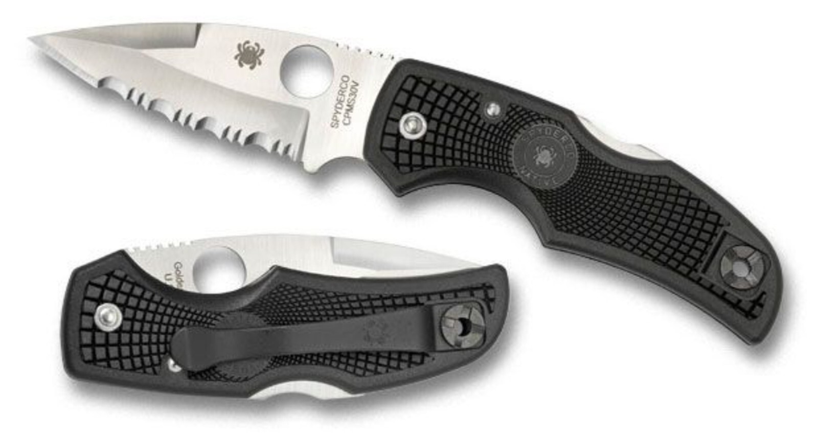 Spyderco C41PSBK Native Folding Knife 3-1/8" S30V Satin Combo Blade, Black FRN H